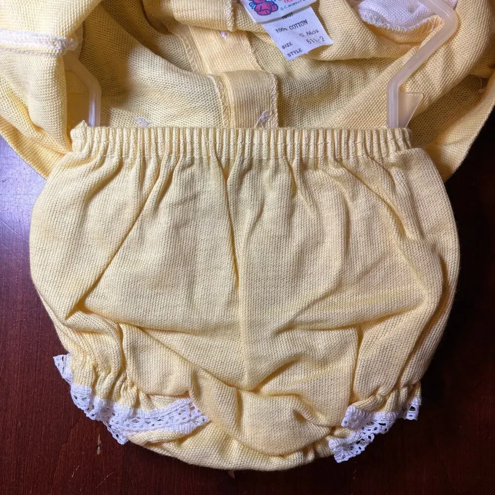 Vintage New Old Stock Baby's First Gift Yellow Outfit Sweater & Bloomers